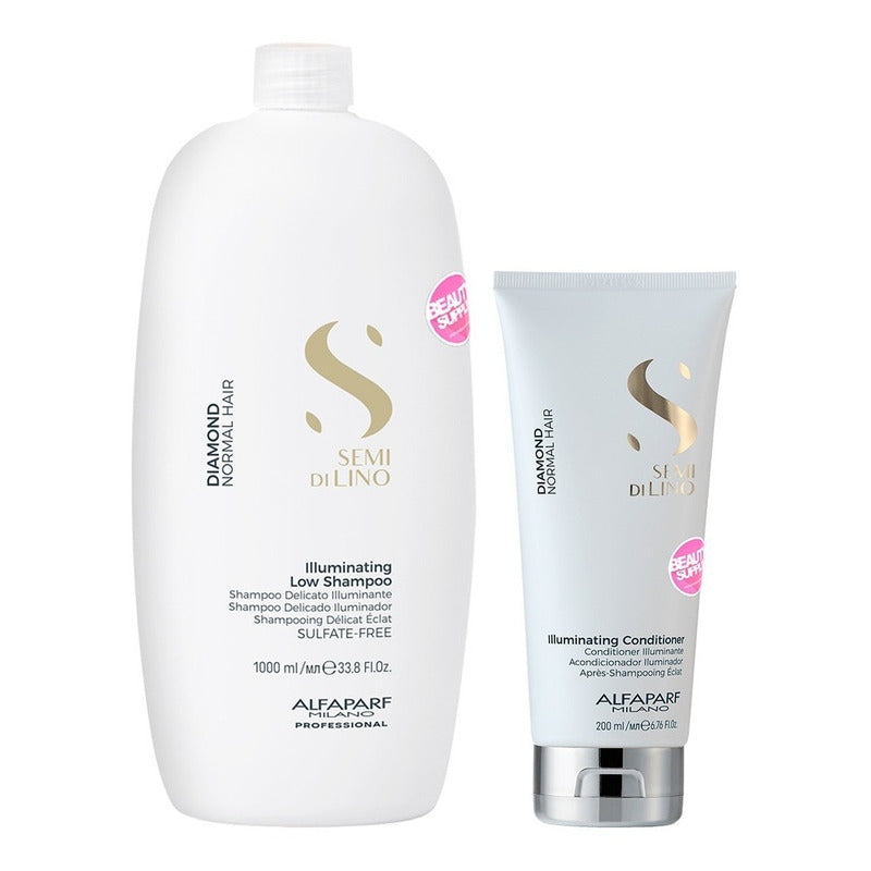 Kit Shampoo 1000ml Y Acondicionador 200ml Alfaparf Diamond