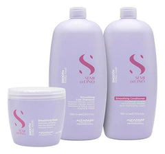 Shampoo Alfaparf Semi Di Lino Smooth 1000ml + Acondicionador 1000ml + Máscara 500ml Cabello Disciplinado