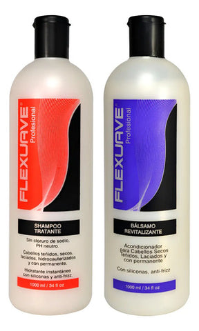 Shampoo Flexuave Tratante Sin Sal Y Bálsamo Revitalizante