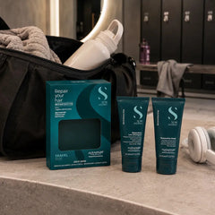 Kit Alfaparf Reparador Reconstructor Semi Di Lino Reconstruction Reparative Con Shampoo 60ml + Máscara 60ml. Ideal Para Cabello Dañado. Travel Size