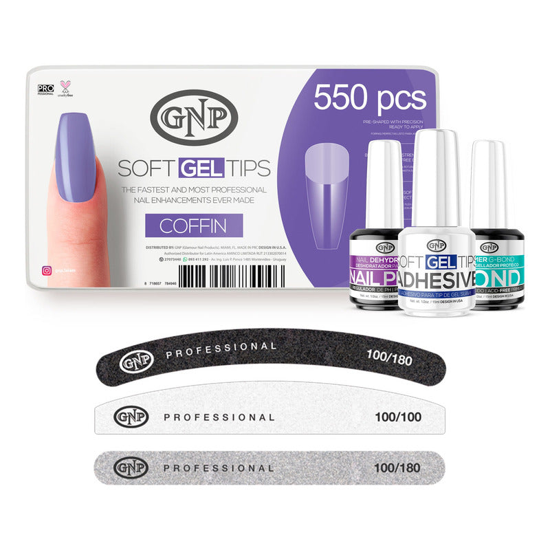 Kit De Soft Gel Tips Gnp Con Pegamento, Primers Y Limas