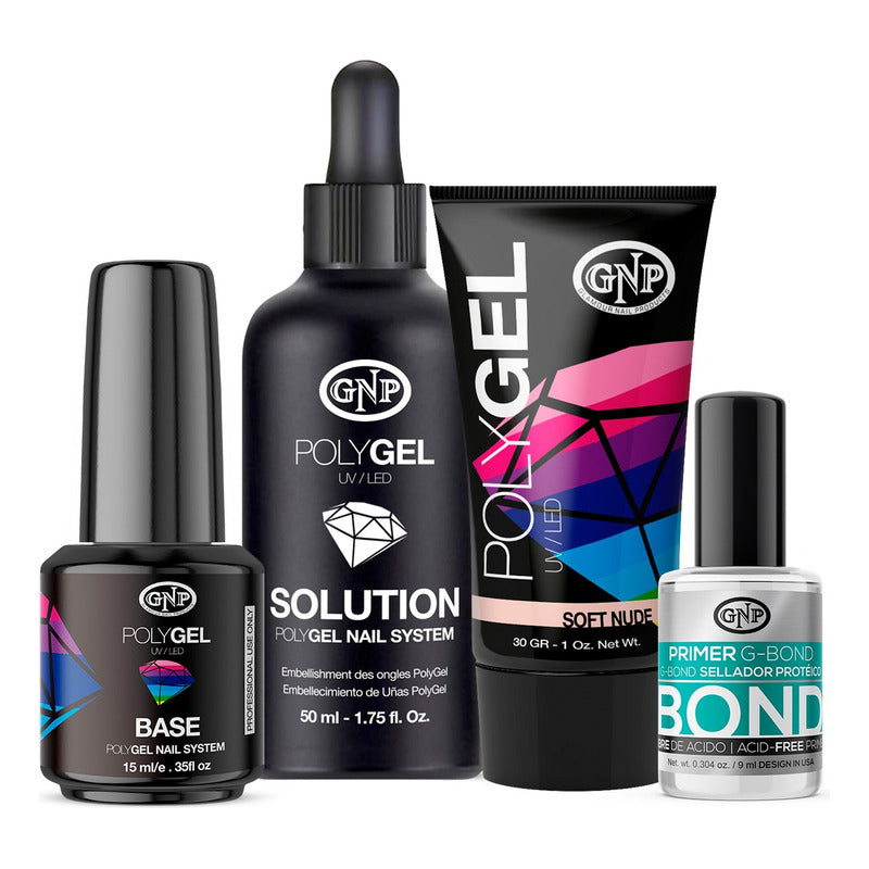 Kit Polygel Gnp Con Base, Solucion Y Primer Bond