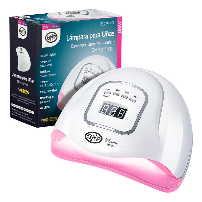 Lampara Led Uñas Gnp 180w Luz Rosa Profesional Esmaltado Semipermanente, Soft Gel Y Polygel