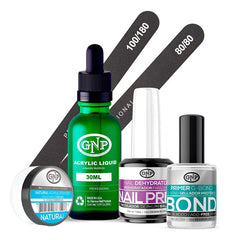Kit De Uñas Acrílicas Gnp Polvo 7gr Limas, Nail Prep, Bond