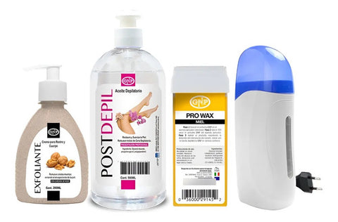 Kit Cera Depilatoria Gnp Calentador Cartucho Crema Y Aceite