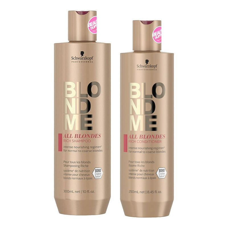 Shampoo Rich 300ml, Acondicionador 250ml Schwarzkopf Blondme