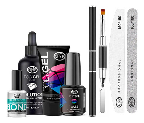 Kit De Uñas En Polygel Gnp, Incluye Pincel Aplicador Y Limas