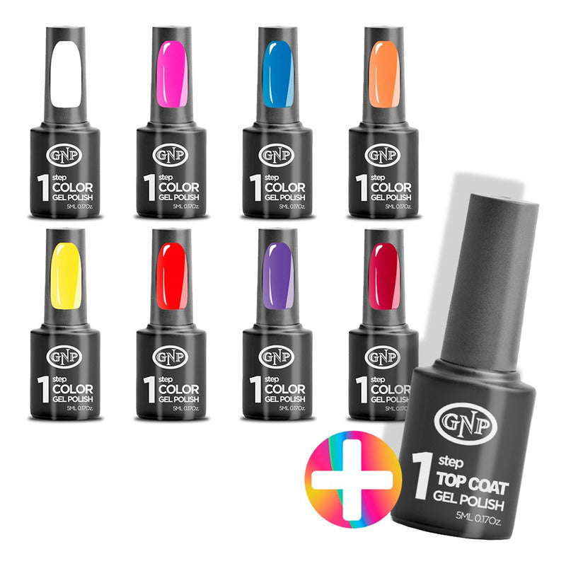 8 Esmaltes Semipermanentes Gel Uv/led Gnp De 1 Paso + Top