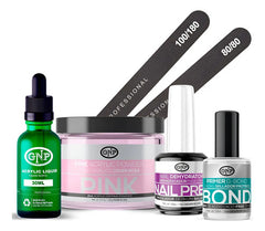 Kit De Uñas Acrílicas Gnp Polvo 100gr Limas, Nail Prep, Bond