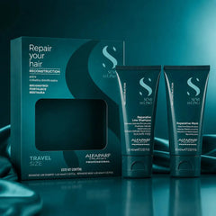 Kit Alfaparf Reparador Reconstructor Semi Di Lino Reconstruction Reparative Con Shampoo 60ml + Máscara 60ml. Ideal Para Cabello Dañado. Travel Size