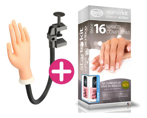 Kit 16 Manos De Uñas En Acrilico Gnp Y Mano C/soporte Transparente