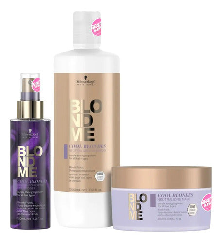 Kit Rubios Shampoo 1lt Spray Y Mascara Schwarzkopf Blondme