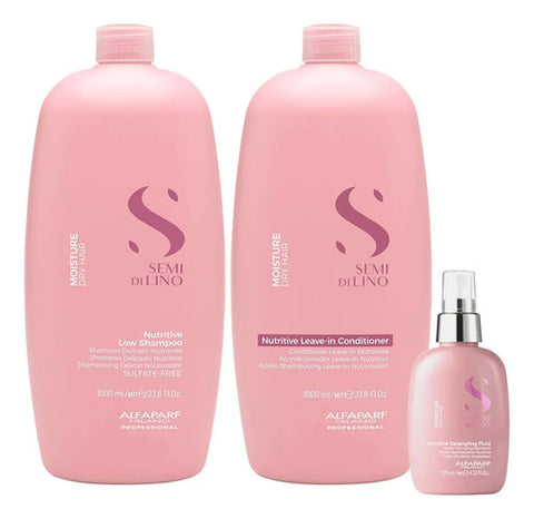 Set Alfaparf Moisture Nutritive Xl Shampoo 1000ml Y Acondicionador 1000ml Y Fluido 125ml Hidratación Y Nutrición