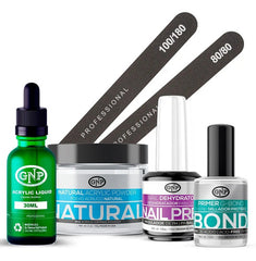 Kit De Uñas Acrílicas Gnp Polvo 60gr Limas, Nail Prep, Bond