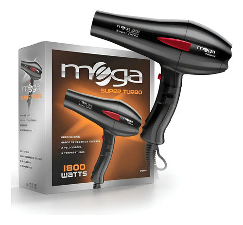 Secador De Pelo Profesional Mega At2800 Nice Negro