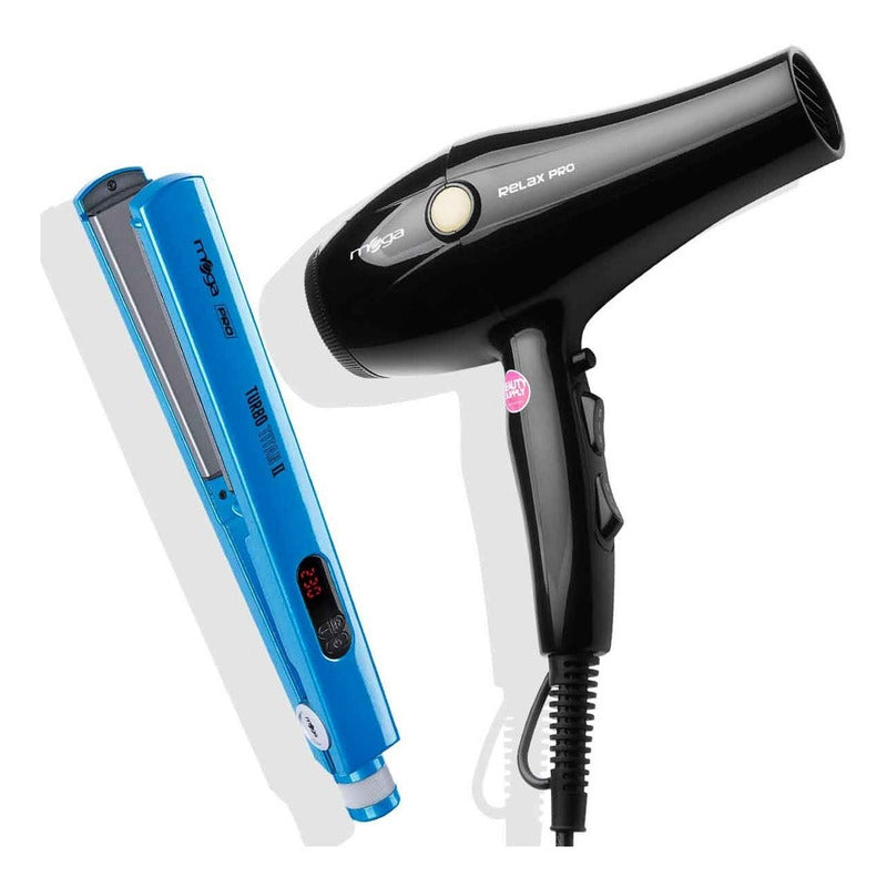 Combo De Secador Mega Relax Y Plancha Turbo Titan