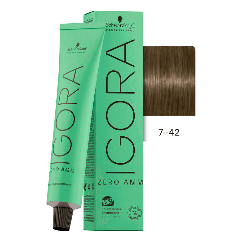 Tinta Igora Schwarzkopf Zero Amm 7-42, Sin Amoníaco