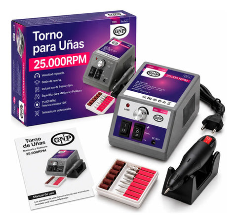 Lámpara Uv Para Uñas Gnp 280w Digital + Torno Gnp 25000 Rpm