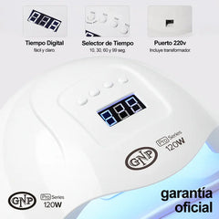 Lámpara De Uñas Gnp 120w Profesional | Uv/led, Curado Rápido, Display Digital, 4 Tiempos, Sensor Automático, Ideal Manicuría Y Gel Blanco