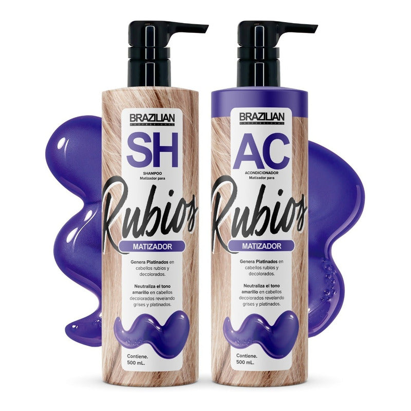 Shampoo Matizador Y Acondicionador Brazilian, Para Rubios