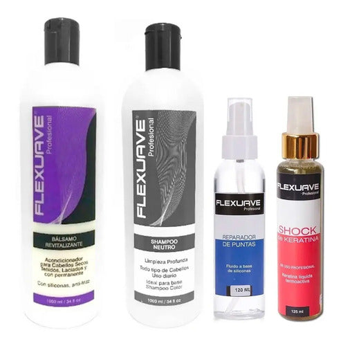 Shampoo Flexuave, Balsamo Revita,  Keratina Y Reparador Ptas