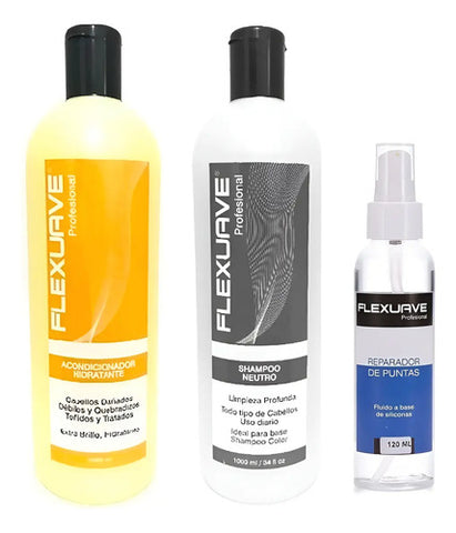 Shampoo Flexuave, Reparador De Puntas Y Ac. Hidratante