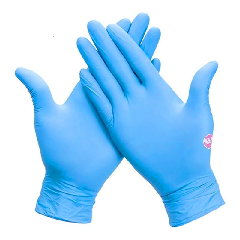 Guantes De Vitrilo Talle L, Sin Talco Ni Látex Antialérgicos Azul