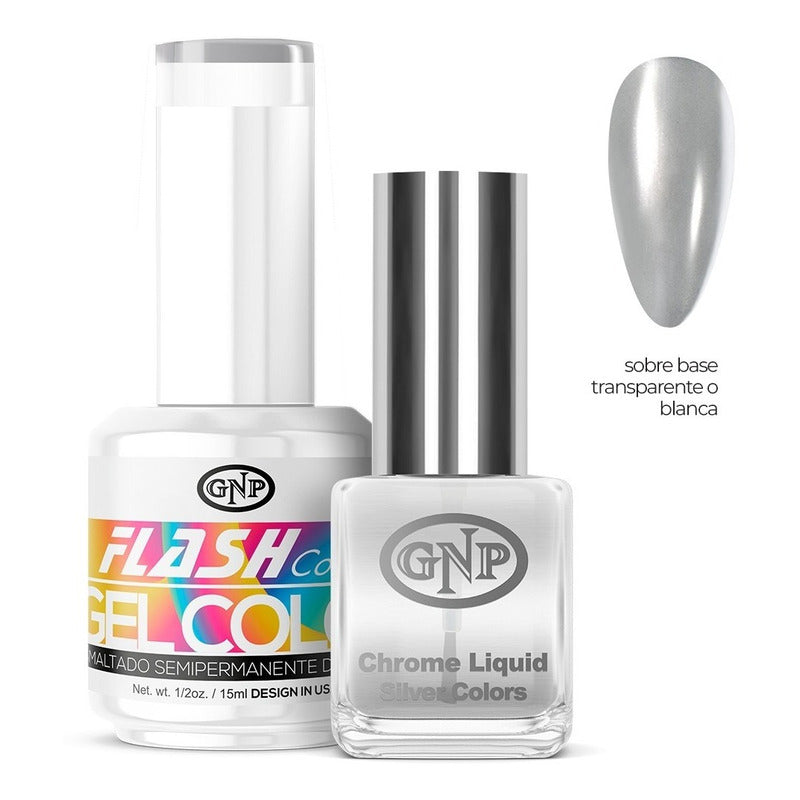 Combo De Esmalte Semipermanente Gnp Con Polvo Liquido Chromo