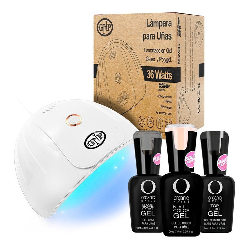 Esmalte Organic + Base + Top Coat 7.5ml Y Lampara