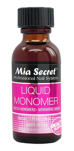 Mia Secret Monomero 30ml. Nice Ámbar (frasco) / Rosa (etiqueta)