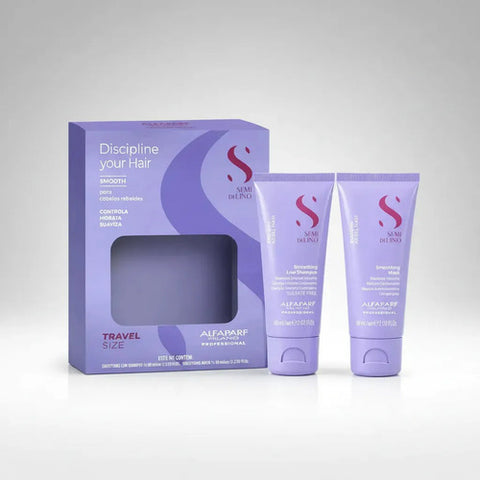 Kit Alfaparf Alisante Anti Frizz Semi Di Lino Smooth Con Shampoo 60ml + Máscara 60ml. Ideal Para Cabello Rebelde. Travel Size
