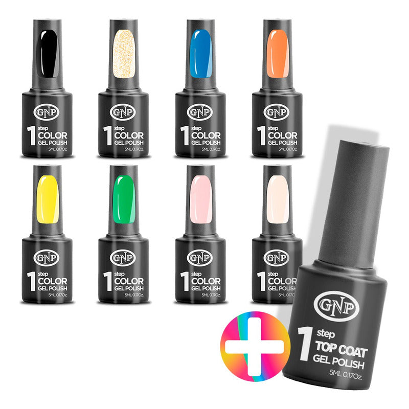 8 Esmaltes Semipermanentes Gel Uv/led Gnp De 1 Paso + Top