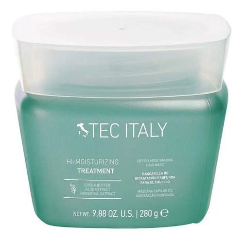 Mascarilla Tec Italy Hi Moisturizing Para Cabello Seco O Dañado, Hidrata Profundamente, Fortalece, Ayuda A Evitar Quiebre Y Aporta Brillo 280 G