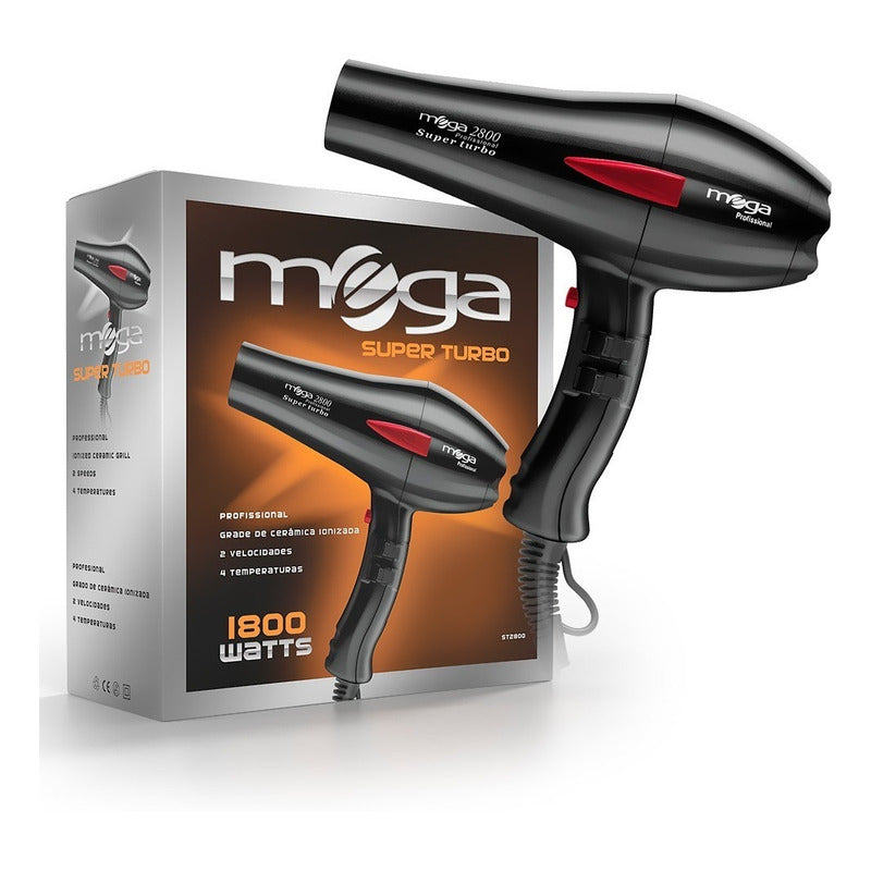 Secador De Pelo Profesional Mega At2800 Nice Negro