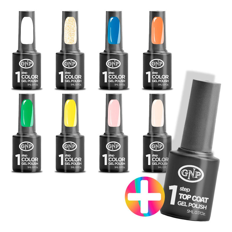 8 Esmaltes Semipermanentes Gel Uv/led Gnp De 1 Paso + Top