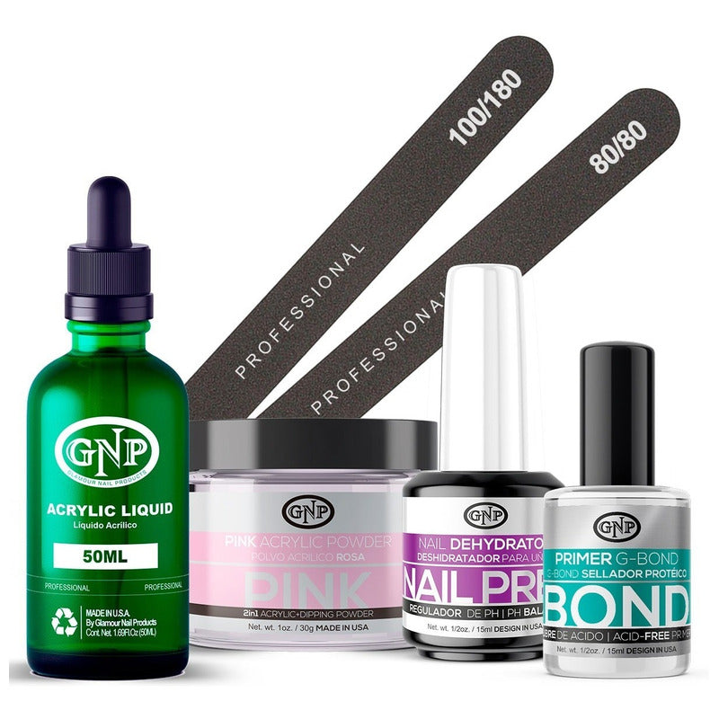 Kit Uñas Acrílicas Gnp Polvo 30gr Y Monomero De 50ml, Bond