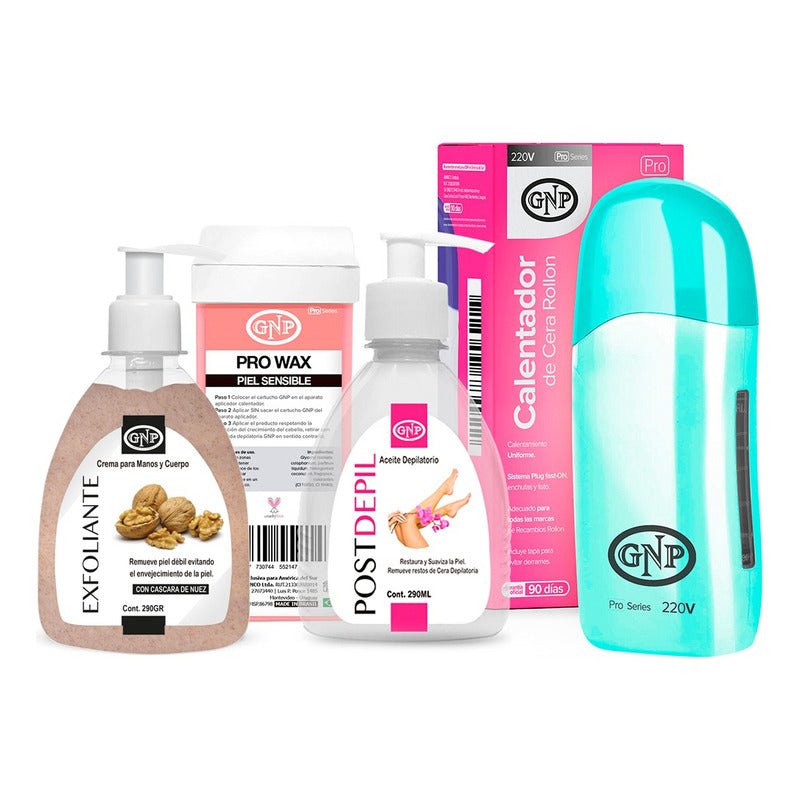 Kit Cera Depilatoria Calentador Cartucho Aceite Y Crema Gnp