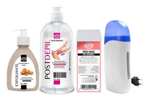 Kit Cera Depilatoria Gnp Calentador Cartucho Crema Y Aceite