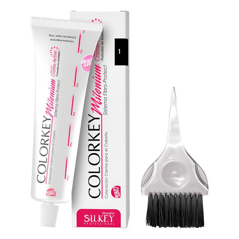 Kit Tinta Silkey Colorkey Milenium 120g + Pincel De Tinta 1 Negro
