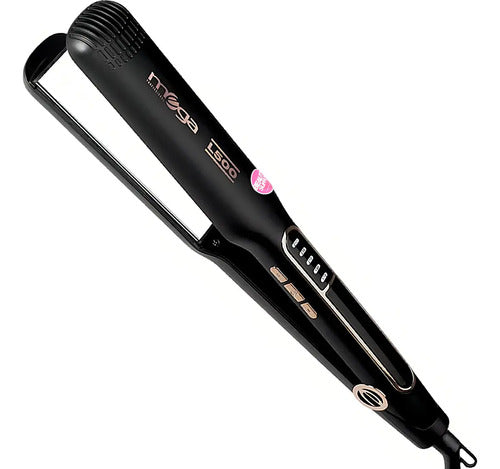 Planchita De Cabello Mega Profissional L500 Negra Titanio 250°c Negro