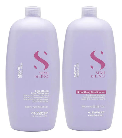 Duo Alfaparf Smooth Xl Shampoo 1000ml Y Acondicionador 1000ml Para Cabellos Rebeldes
