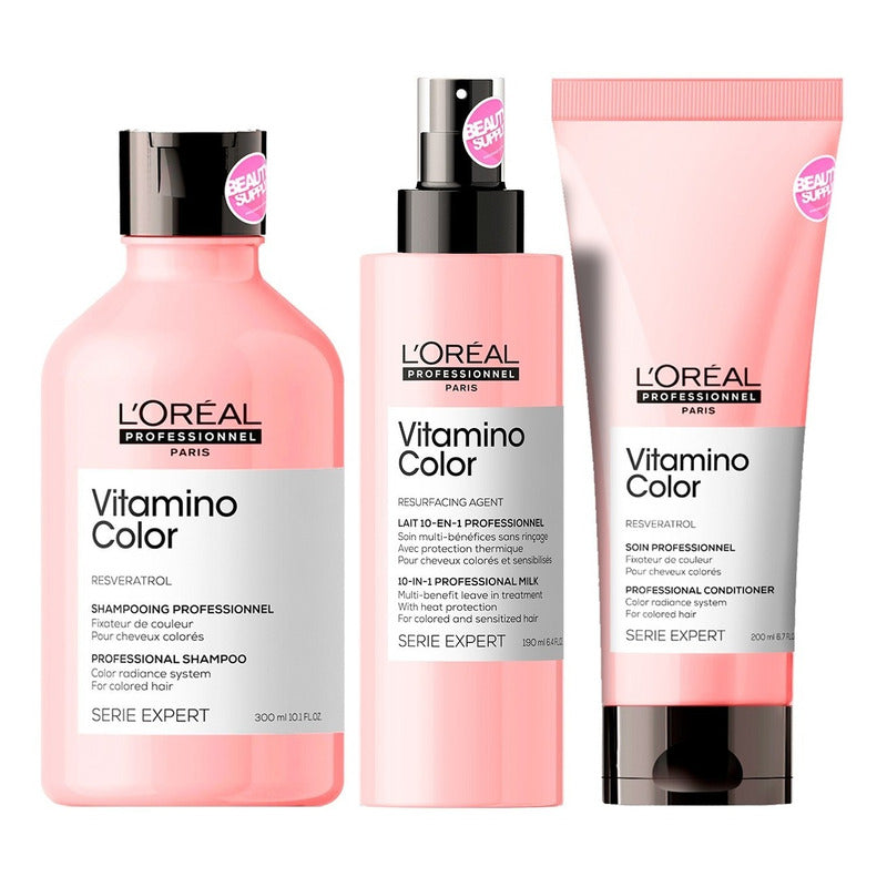 Pack Loreal Vitamino Color De Shampoo Acondicionador Y 10en1