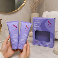 Kit Alfaparf Alisante Anti Frizz Semi Di Lino Smooth Con Shampoo 60ml + Máscara 60ml. Ideal Para Cabello Rebelde. Travel Size