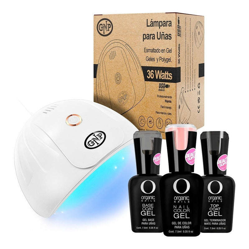 Esmalte Organic + Base + Top Coat 7.5ml Y Lampara