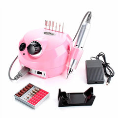 Torno Para Uñas Gnp 35.000 Rpm 65w Pink Ritual. Con Pedal Manos Y Pies Uso Profesional Original Con Transformador Interno Incluye 6 Puntas Soporte Y Bandas De Lija Rosa Claro