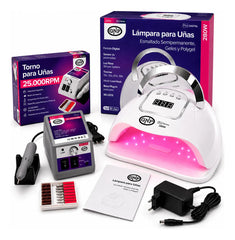 Lámpara Uv Para Uñas Gnp 280w Digital + Torno Gnp 25000 Rpm