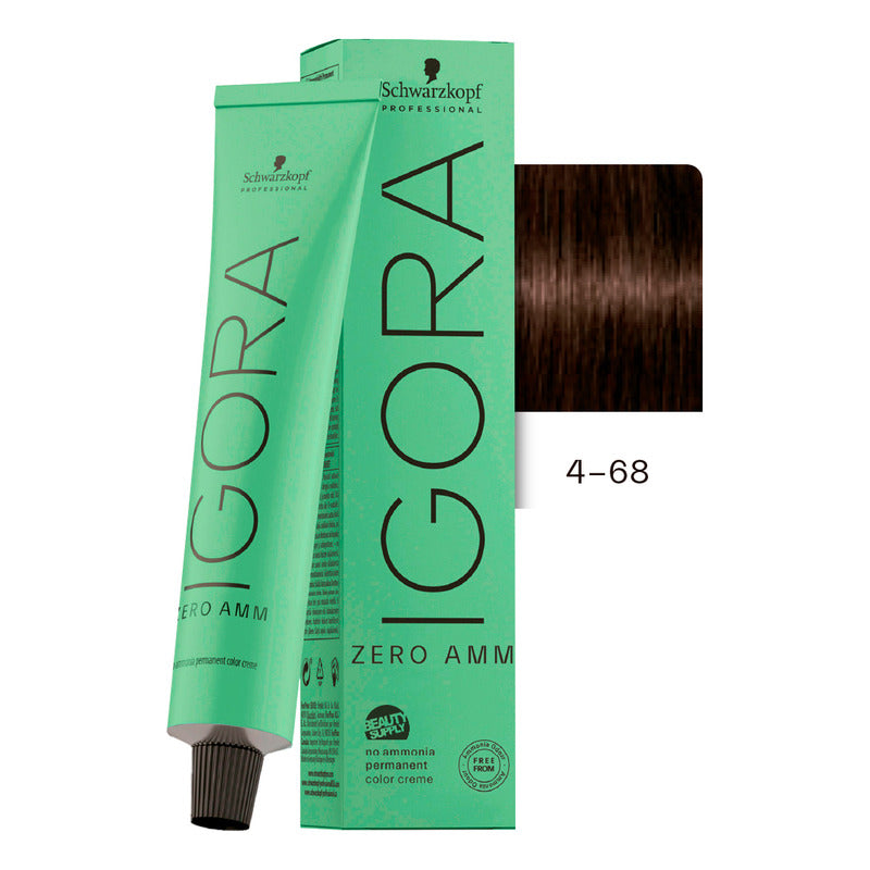 Tinta Igora Schwarzkopf Zero Amm 4-68, Sin Amoníaco