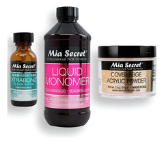 Mia Secret Liquido 240ml, Cover Uñas 59gr, Primer 30ml. Nice