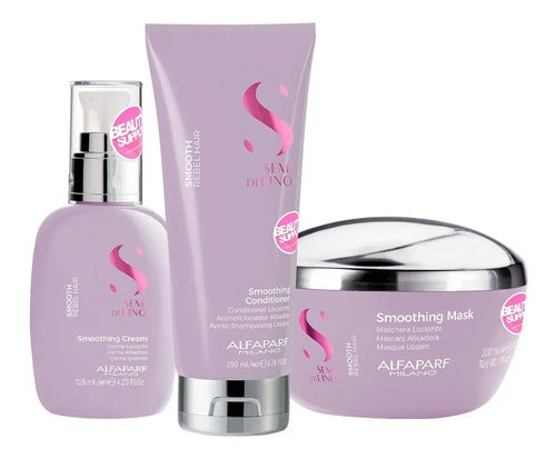 Kit Con Acondicionador Alfaparf Semi Di Lino Smooth Rebel