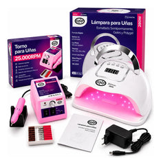 Lámpara Uv Para Uñas Gnp 280w Digital + Torno Gnp 25000 Rpm